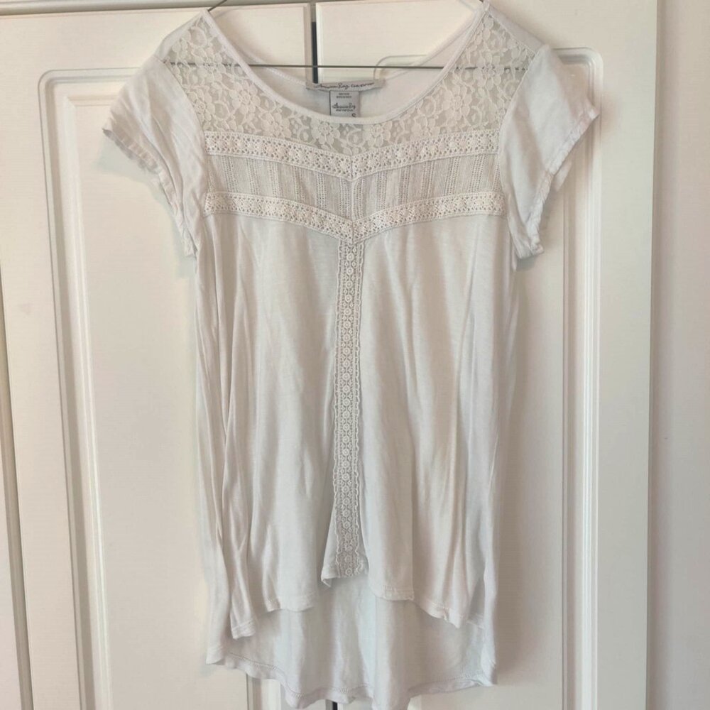 American Rag White Lace Women's T-Shirt, Size Small - Picture 1 of 2